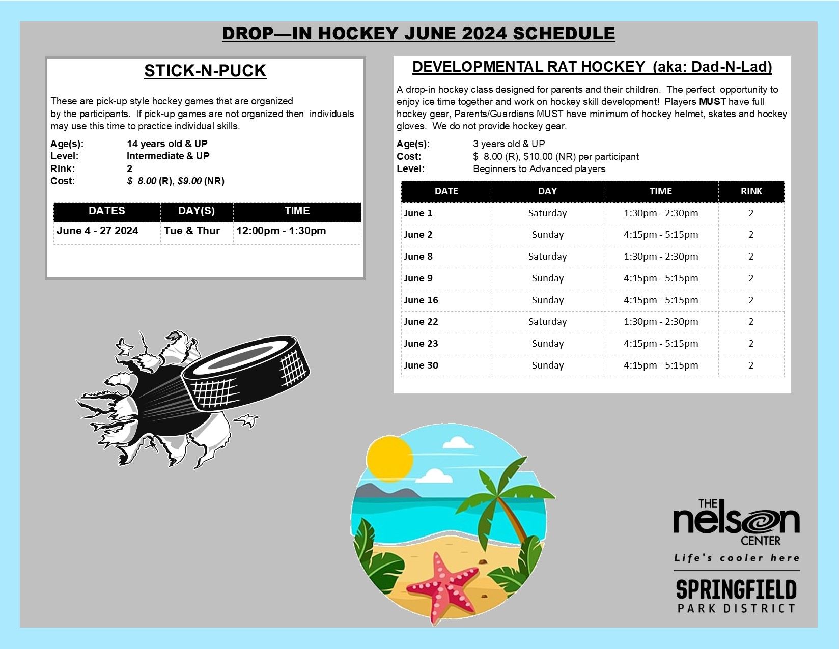 2024 June Drop In Hockey Schedule